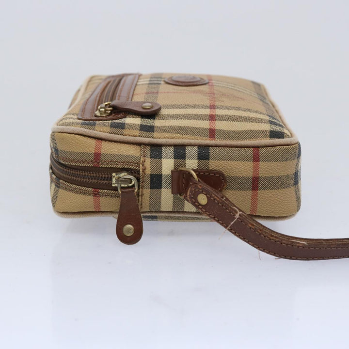 BurberrySs Nova Check Clutch Bag PVC Leather Beige Auth yk10533
