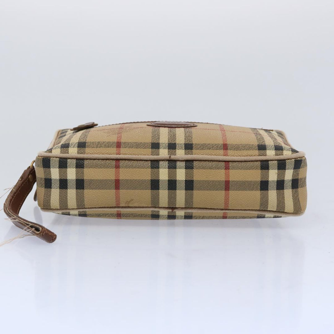 BurberrySs Nova Check Clutch Bag PVC Leather Beige Auth yk10533