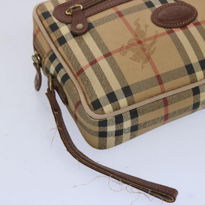 BurberrySs Nova Check Clutch Bag PVC Leather Beige Auth yk10533