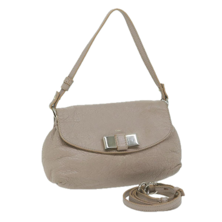 Chloe Lily Shoulder Bag Leather 2way Beige yk10579