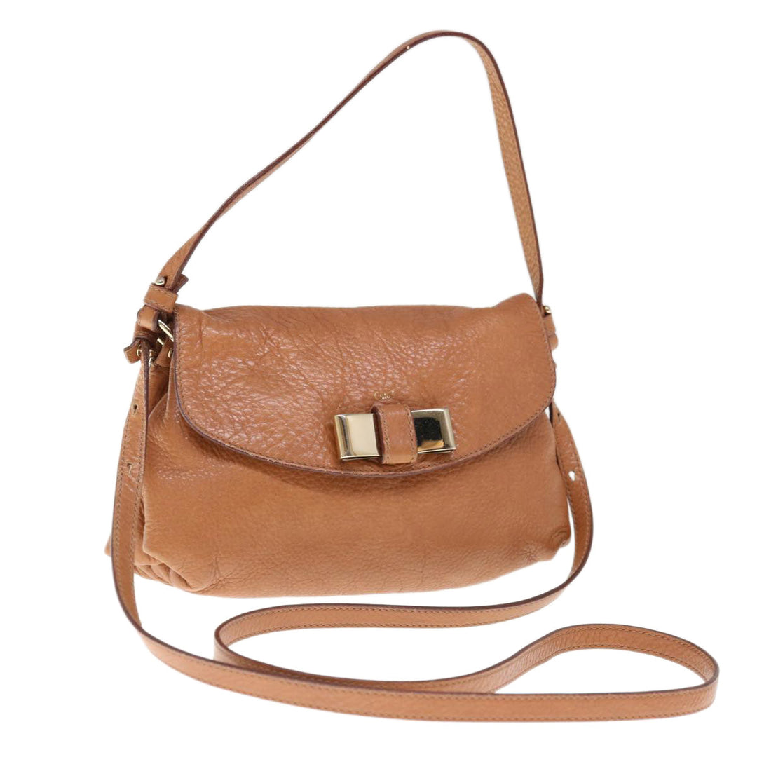 Chloe Lily Hand Bag Leather 2way Brown yk10587