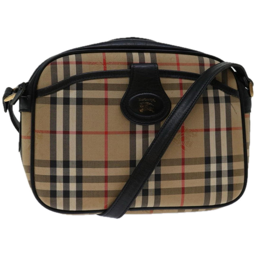 BURBERRYSs Nova Check Shoulder Bag Canvas Beige Auth yk10744