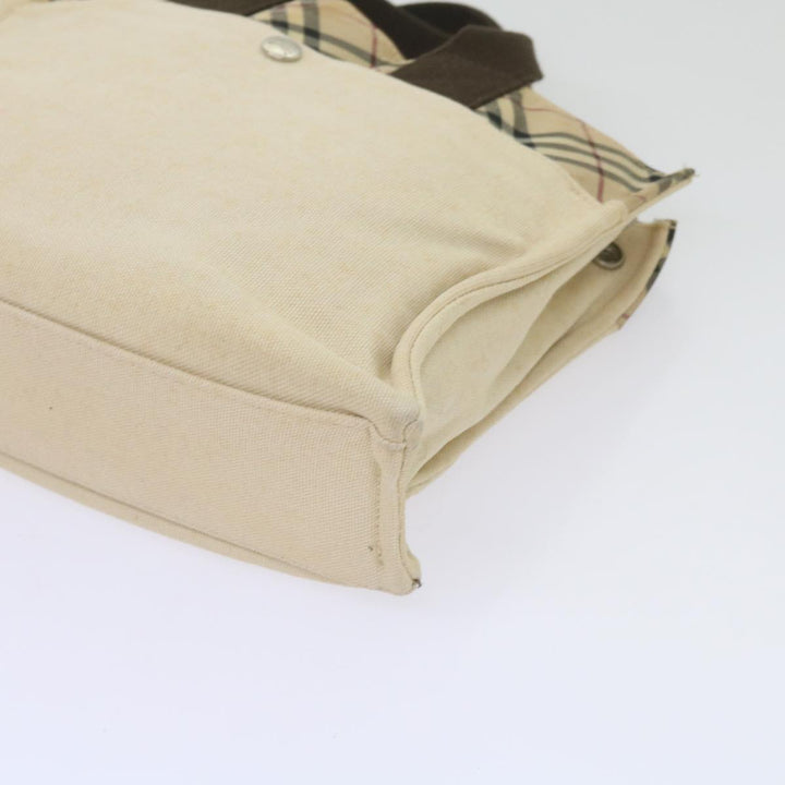 BURBERRY Nova Check Blue Label Hand Bag Canvas Beige Auth yk10800