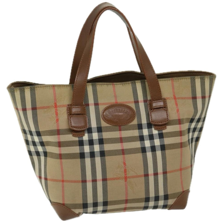 BURBERRYSs Nova Check Hand Bag Canvas Beige Auth yk10806