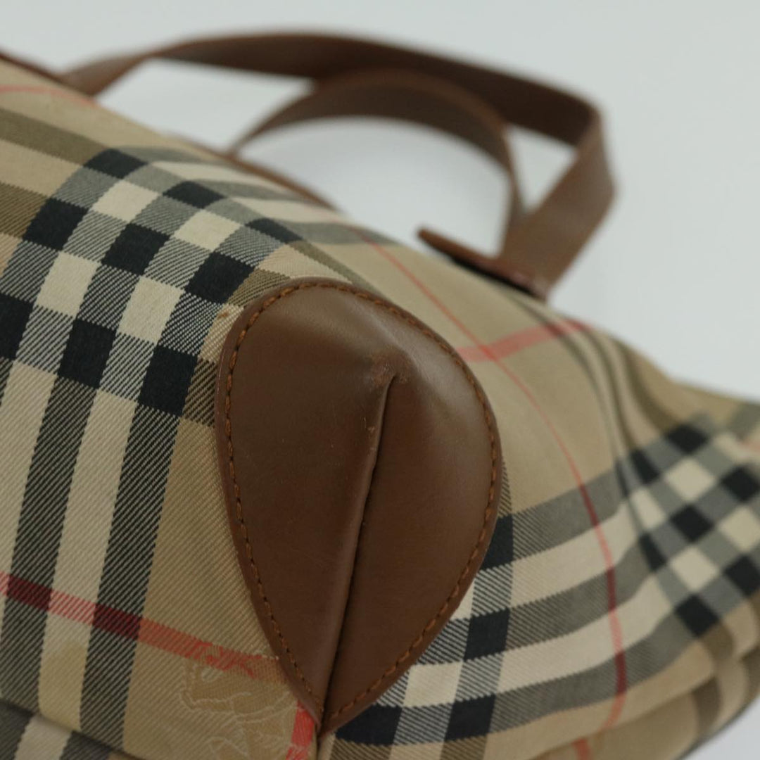 BURBERRYSs Nova Check Hand Bag Canvas Beige Auth yk10806