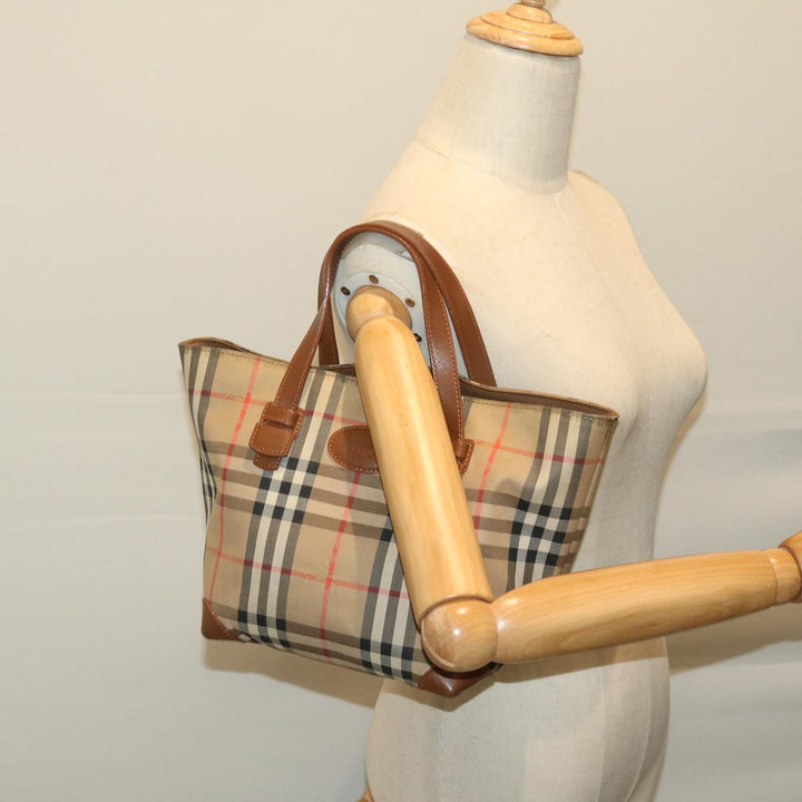 BURBERRYSs Nova Check Hand Bag Canvas Beige Auth yk10806