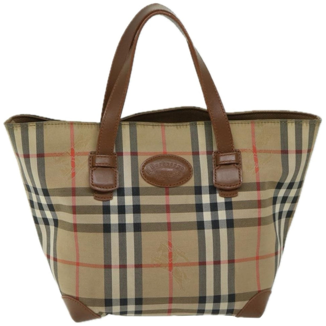 BURBERRYSs Nova Check Hand Bag Canvas Beige Auth yk10806