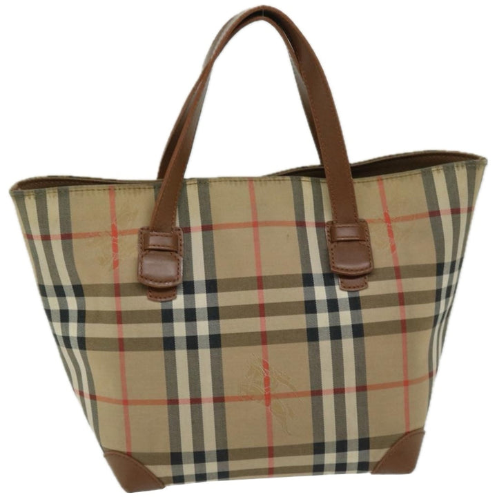 BURBERRYSs Nova Check Hand Bag Canvas Beige Auth yk10806
