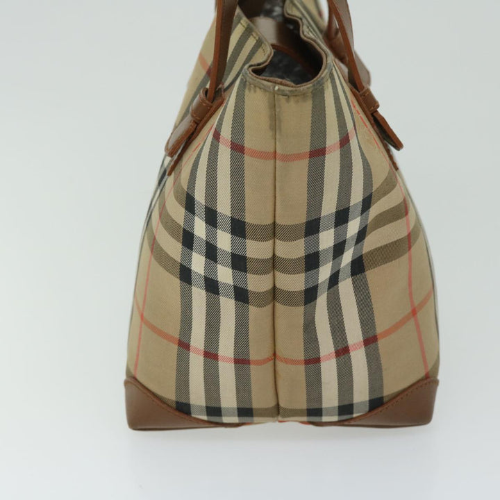 BURBERRYSs Nova Check Hand Bag Canvas Beige Auth yk10806