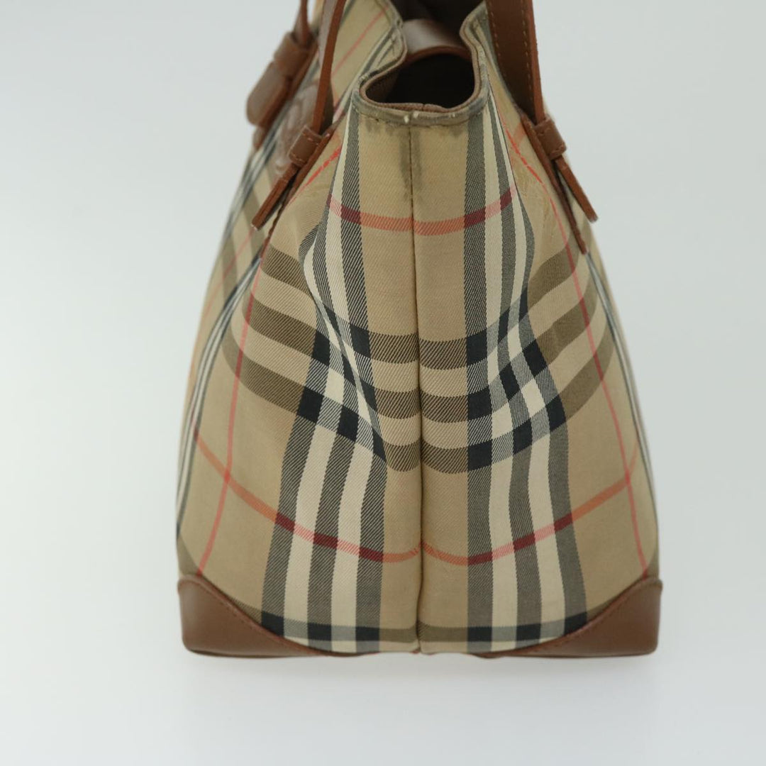 BURBERRYSs Nova Check Hand Bag Canvas Beige Auth yk10806