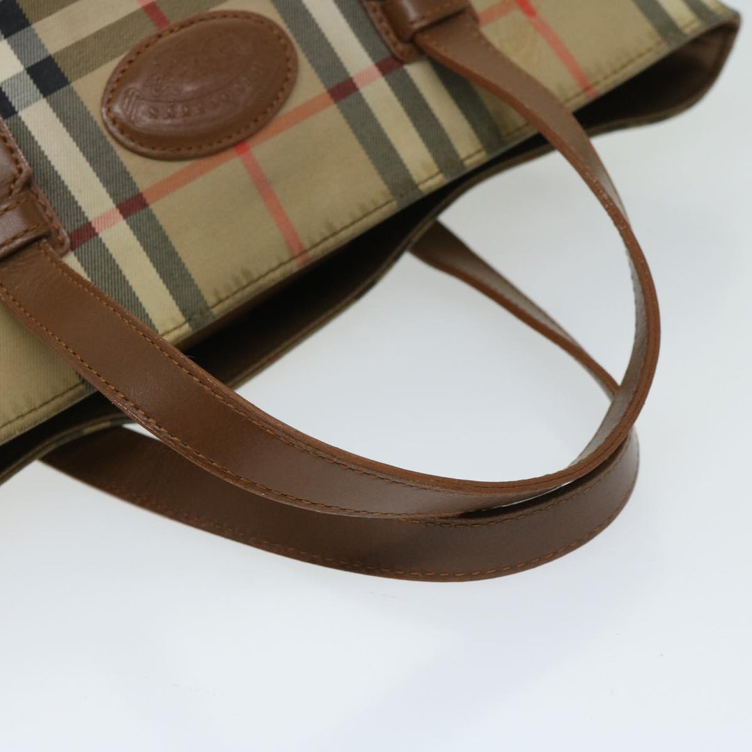 BURBERRYSs Nova Check Hand Bag Canvas Beige Auth yk10806