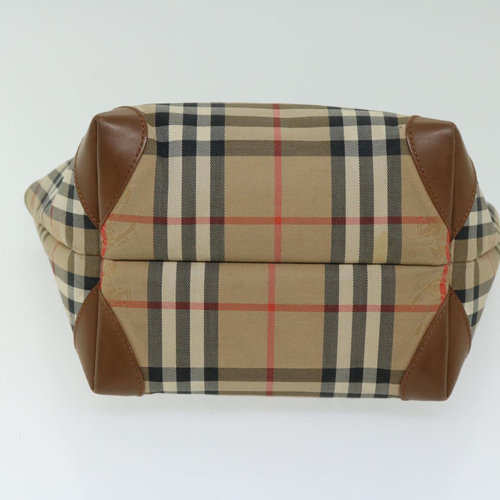 BURBERRYSs Nova Check Hand Bag Canvas Beige Auth yk10806