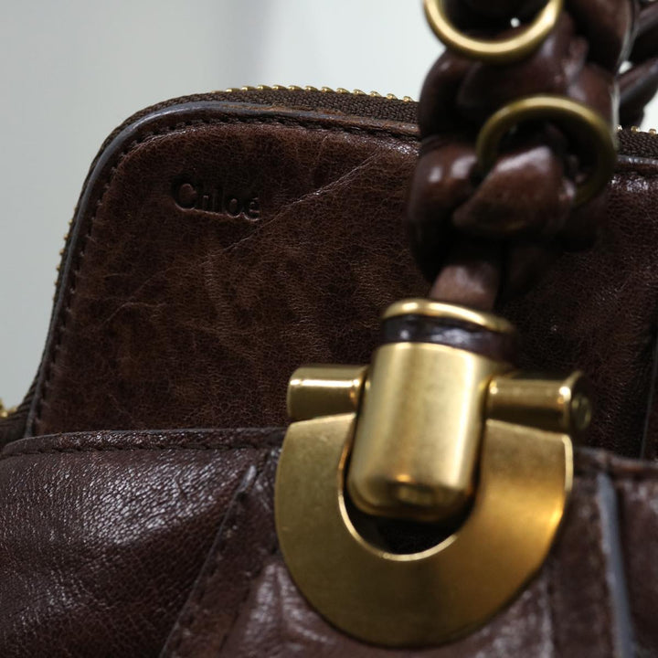 Chloe Hand Bag Leather Brown yk10845