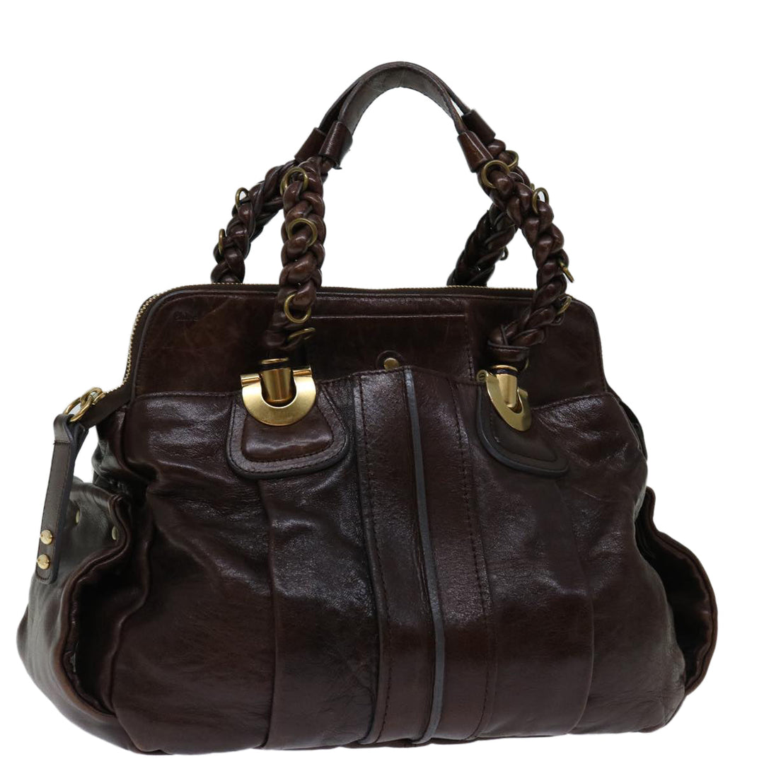 Chloe Hand Bag Leather Brown yk10845