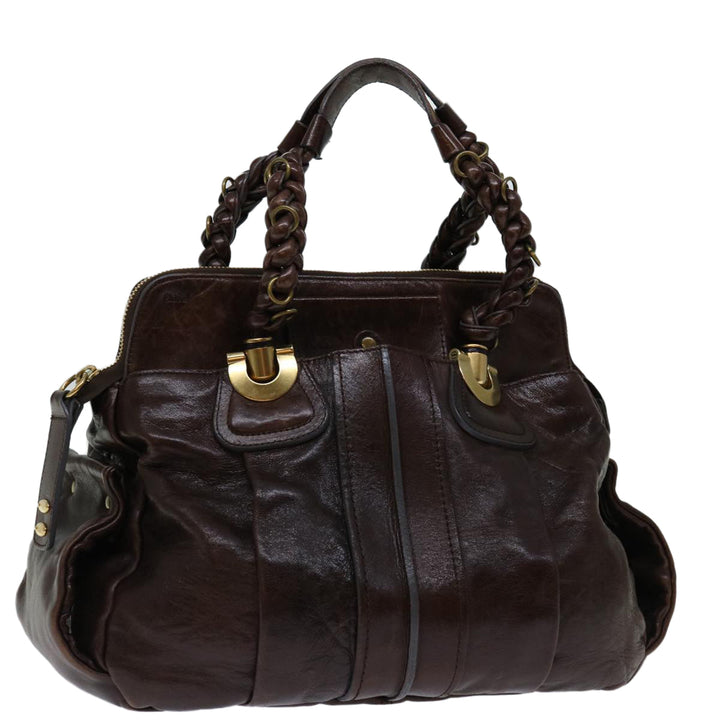 Chloe Hand Bag Leather Brown yk10845