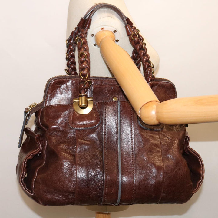 Chloe Hand Bag Leather Brown yk10845