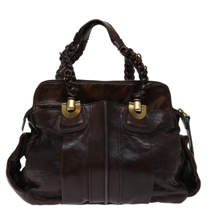 Chloe Hand Bag Leather Brown yk10845