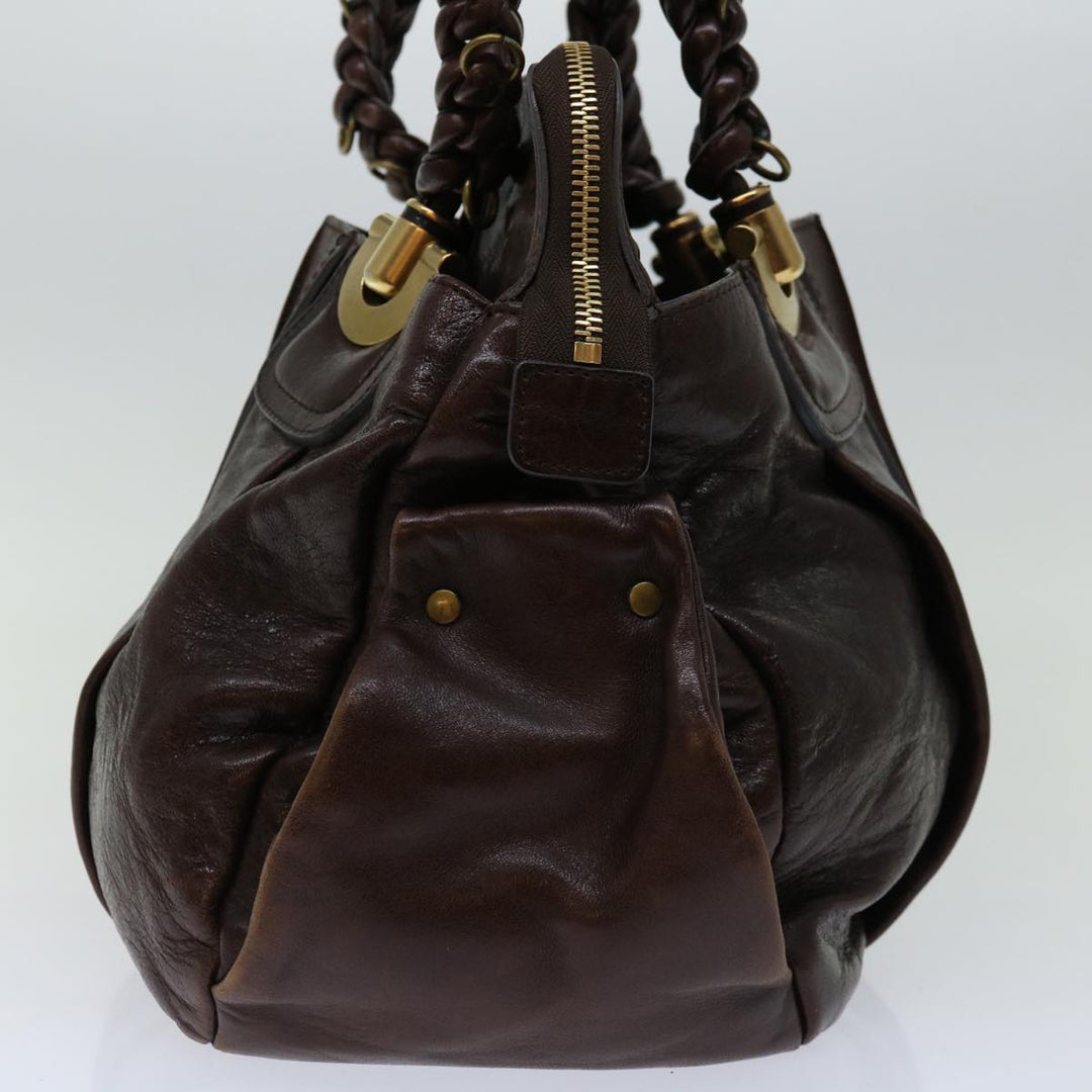 Chloe Hand Bag Leather Brown yk10845