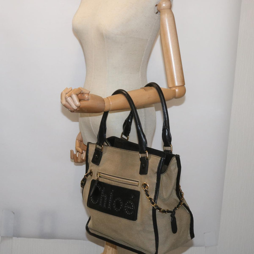 Chloe Harley Hand Bag Canvas Leather Beige 01 10 51 6008 yk10852