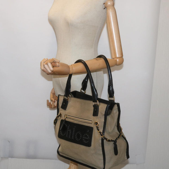 Chloe Harley Hand Bag Canvas Leather Beige 01 10 51 6008 yk10852