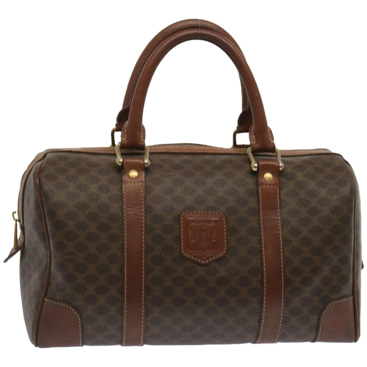 Celine Macadam Canvas Hand Bag PVC Brown Auth yk10913