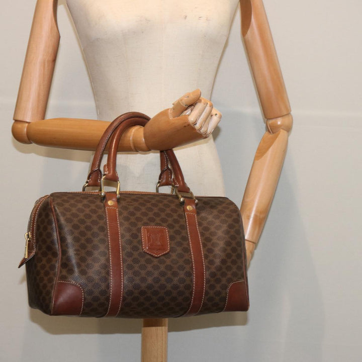 Celine Macadam Canvas Hand Bag PVC Brown Auth yk10913