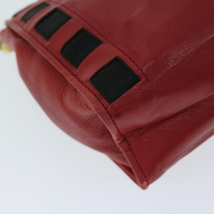 Top Quality Chanel COCO Mark Ribbon Chain Shoulder Bag Lamb Skin Red CC Auth yk10943