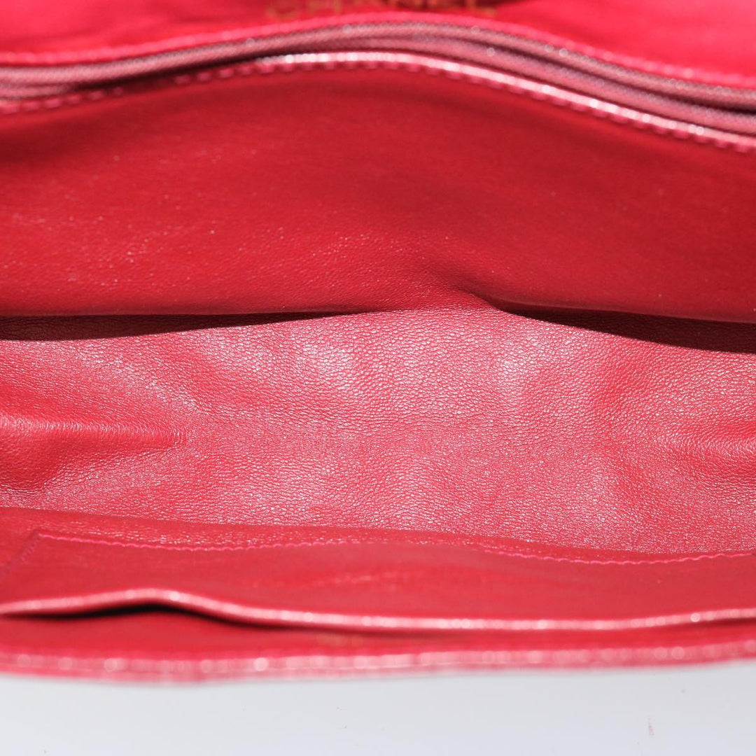 Top Quality Chanel COCO Mark Ribbon Chain Shoulder Bag Lamb Skin Red CC Auth yk10943