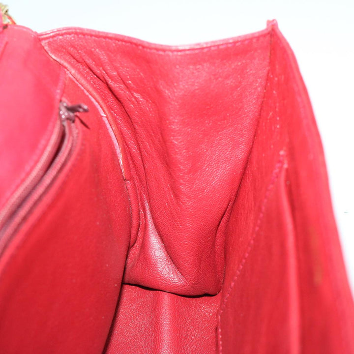 Top Quality Chanel COCO Mark Ribbon Chain Shoulder Bag Lamb Skin Red CC Auth yk10943