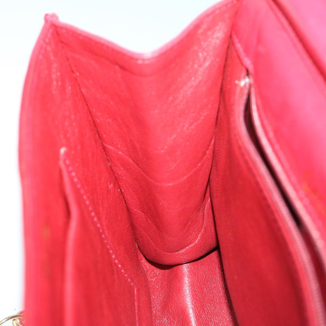 Top Quality Chanel COCO Mark Ribbon Chain Shoulder Bag Lamb Skin Red CC Auth yk10943