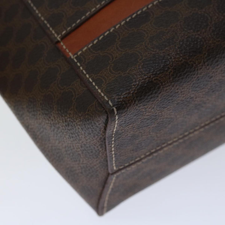 Celine Macadam Canvas Hand Bag PVC Brown Auth yk10982