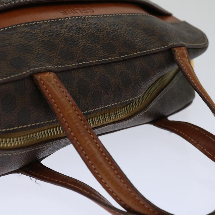 Celine Macadam Canvas Hand Bag PVC Brown Auth yk10982