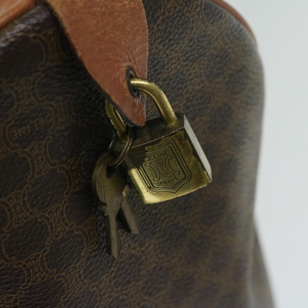Celine Macadam Canvas Boston Bag PVC Brown Auth yk10995