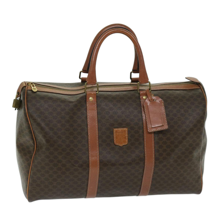 Celine Macadam Canvas Boston Bag PVC Brown Auth yk10995