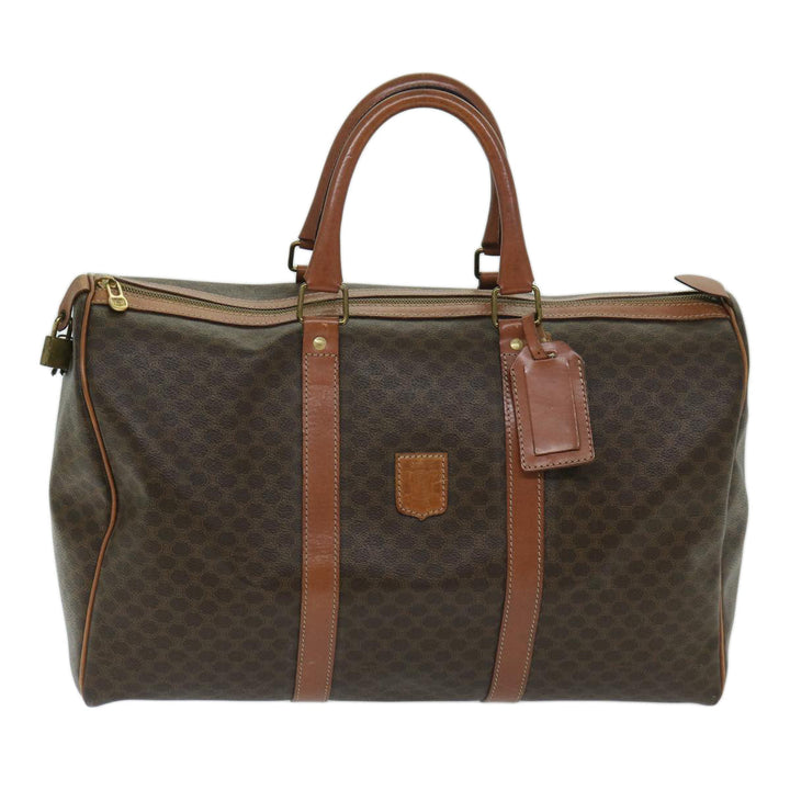Celine Macadam Canvas Boston Bag PVC Brown Auth yk10995