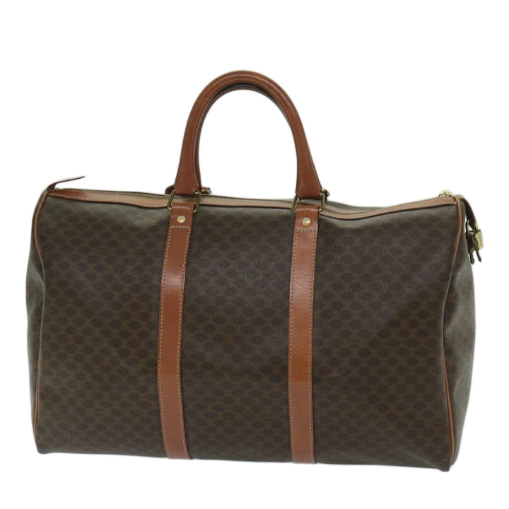 Celine Macadam Canvas Boston Bag PVC Brown Auth yk10995