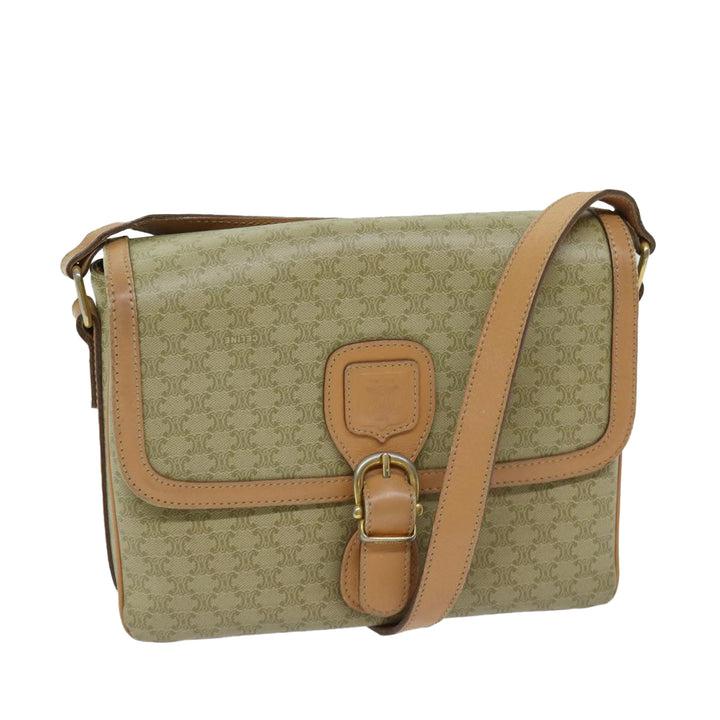 Celine Macadam Canvas Shoulder Bag Beige Auth yk11025