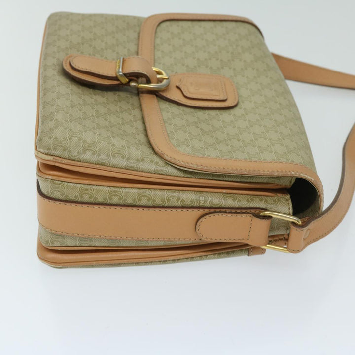 Celine Macadam Canvas Shoulder Bag Beige Auth yk11025
