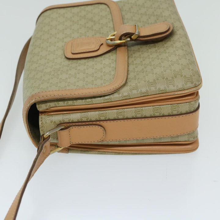 Celine Macadam Canvas Shoulder Bag Beige Auth yk11025