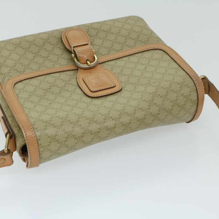 Celine Macadam Canvas Shoulder Bag Beige Auth yk11025