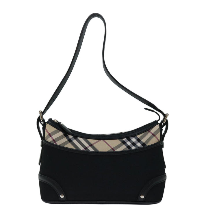 Burberry Nova Check Shoulder Bag Nylon Beige Black Auth yk11086