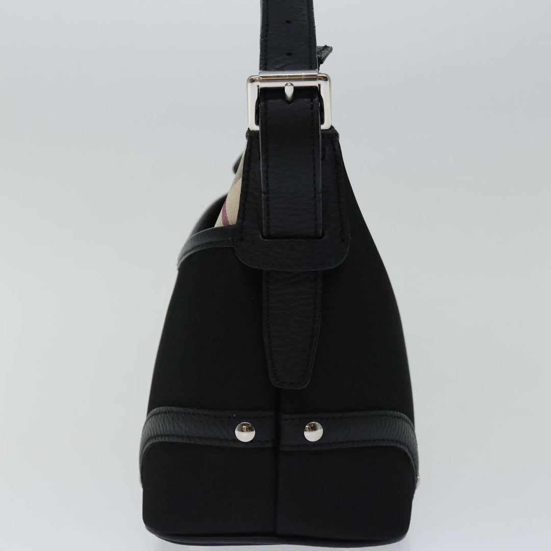 Burberry Nova Check Shoulder Bag Nylon Beige Black Auth yk11086