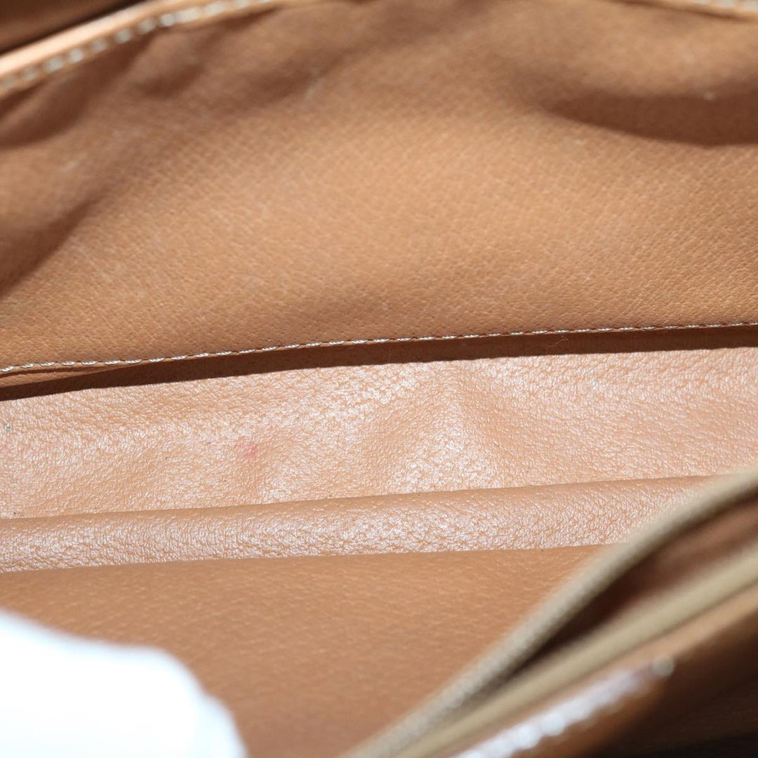 Celine Macadam Canvas Shoulder Bag PVC Leather Brown Auth yk11104