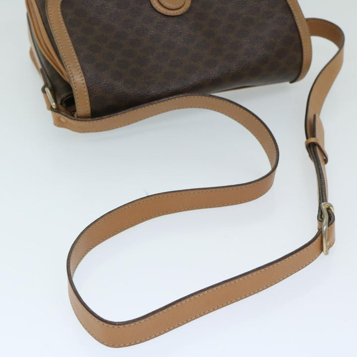 Celine Macadam Canvas Shoulder Bag PVC Leather Brown Auth yk11104