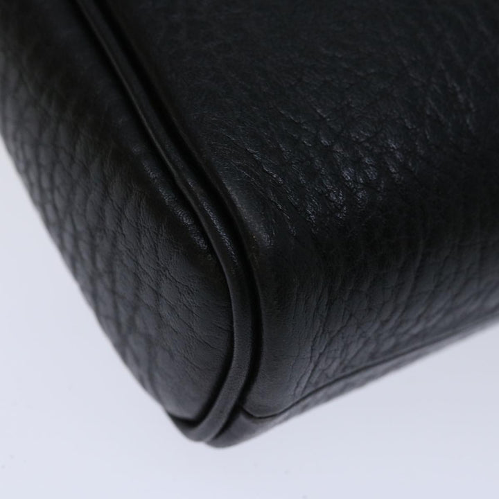 BurberrySs Clutch Bag Leather Black Auth yk11126