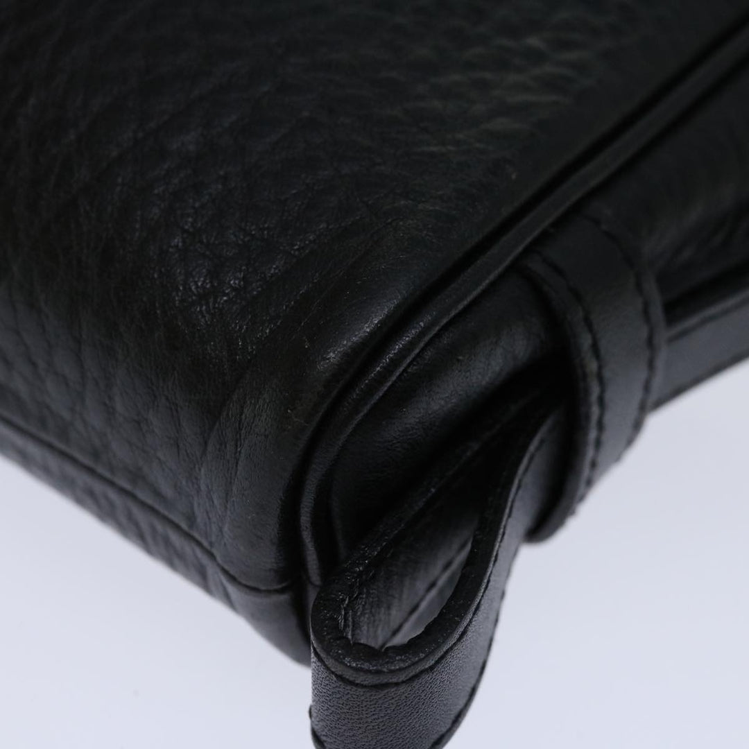 BurberrySs Clutch Bag Leather Black Auth yk11126