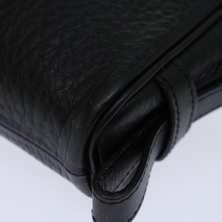 BurberrySs Clutch Bag Leather Black Auth yk11126