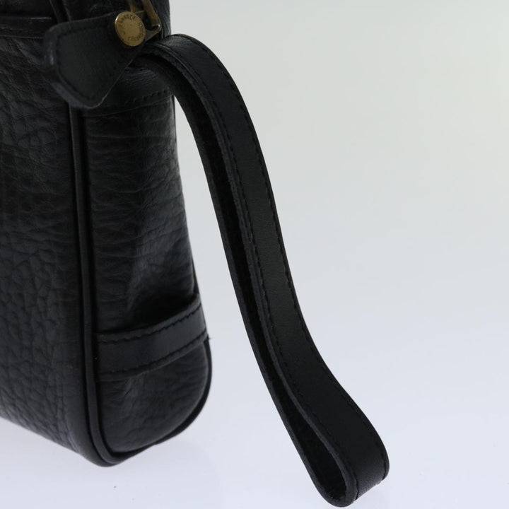BurberrySs Clutch Bag Leather Black Auth yk11126