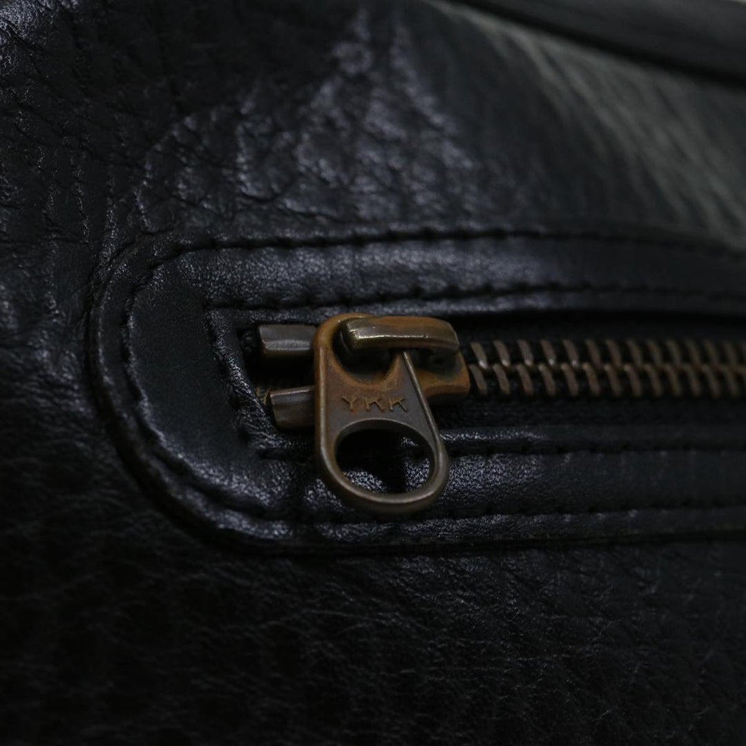 BurberrySs Clutch Bag Leather Black Auth yk11126