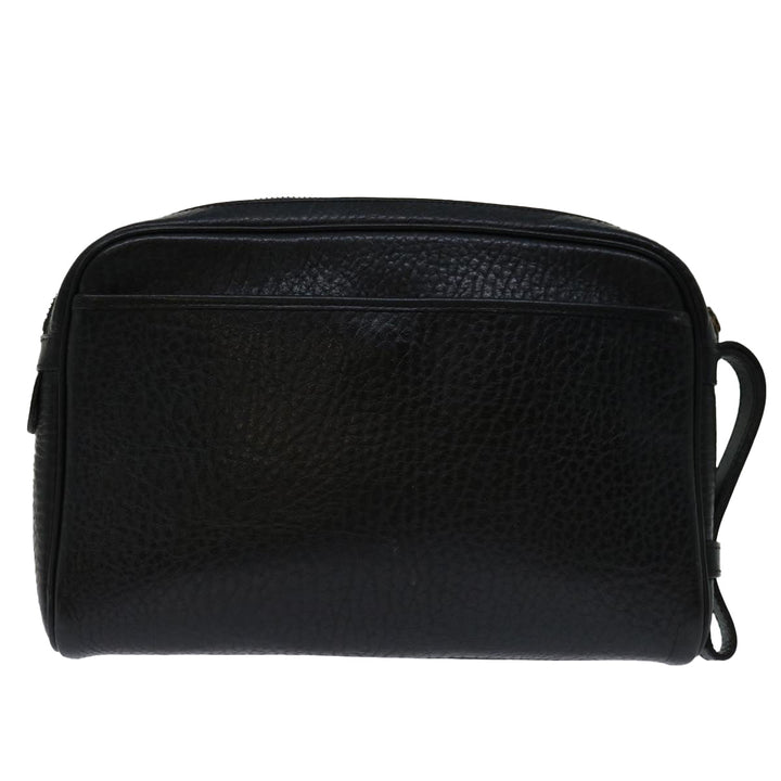 BurberrySs Clutch Bag Leather Black Auth yk11126